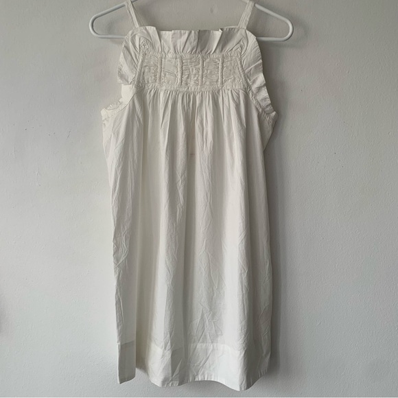 NWT Doen Lynette Cotton Poplin Ruffle Trim Baby Doll Mini Dress Salt - Picture 5 of 10